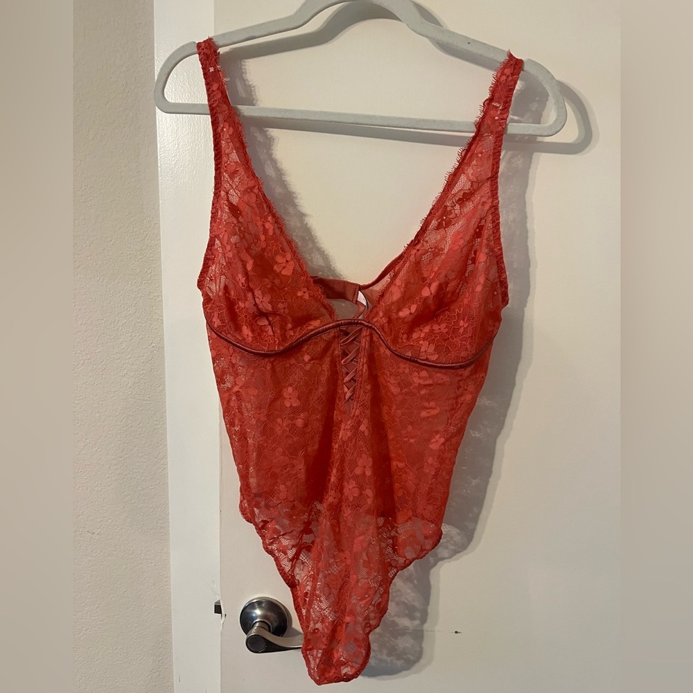 Victoria's Secret Mineral Red Plunge Teddy XL